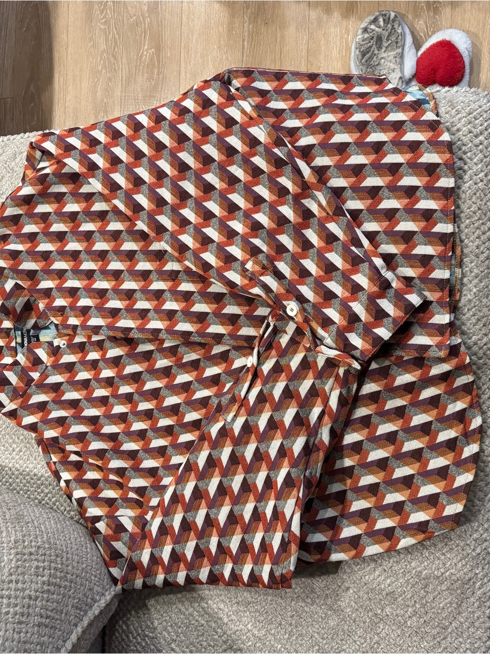 Fashion Nova Men's Geometric Jacket in Rust, White and Brown
